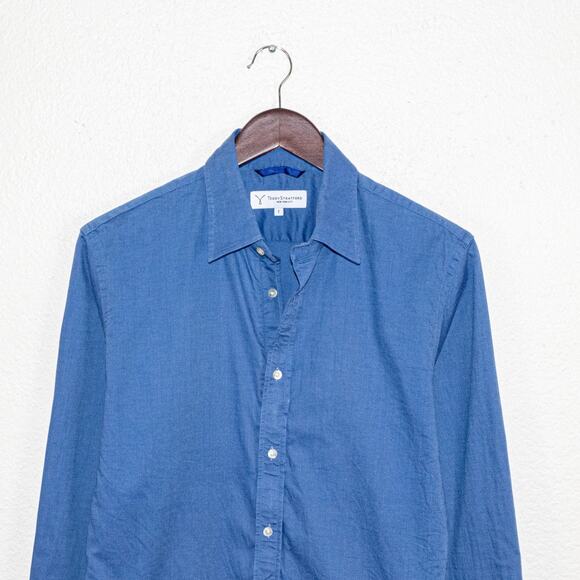 Teddy Stratford NYC Men's Zip Button up Shirt in Blue Cotton size 1 - Picture 2 of 9